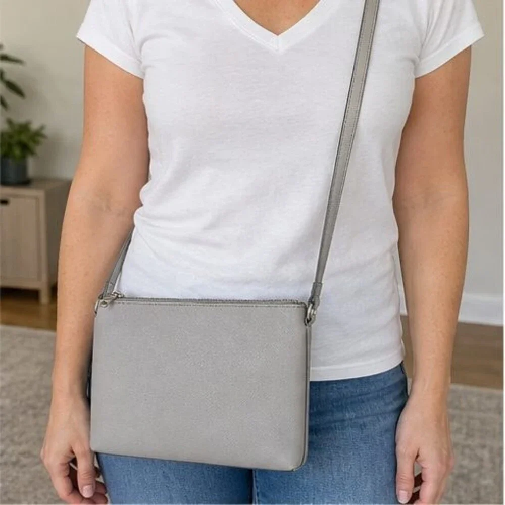 Charcoal Saffiano Crossbody Bag